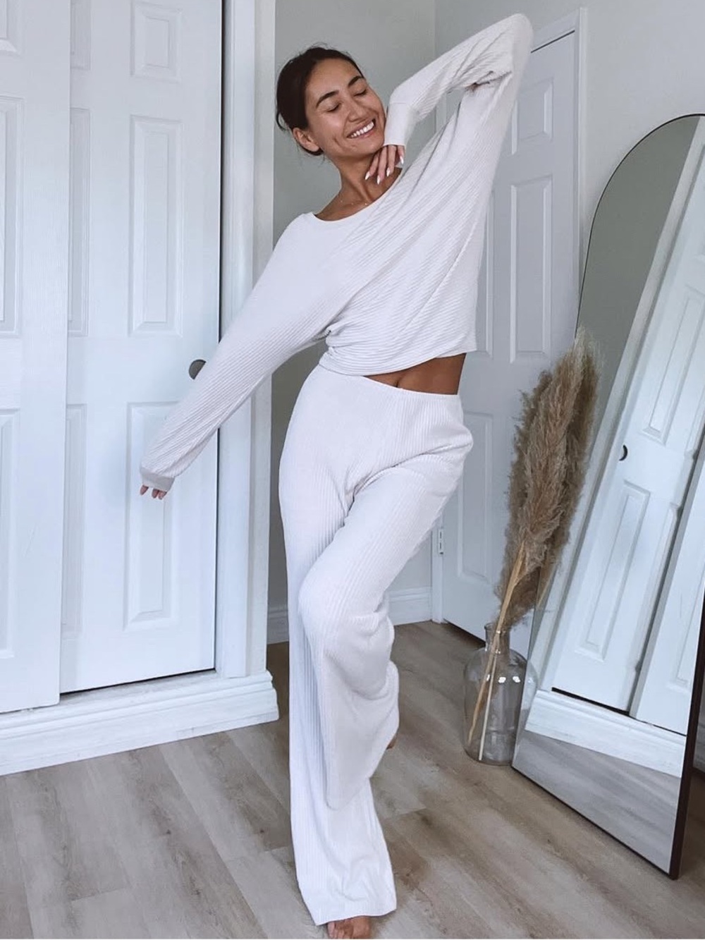 WORN ONCE Noli Serene Rib Top and Pant 2 Piece Set - Moon, size S
